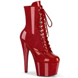 Rode glitter 18 cm dames high heels boots plateau