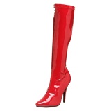 Rode laklaarzen 13 cm SEDUCE-2000 naaldhak laarzen met puntneus