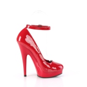 Rode lakpumps 15 cm SULTRY-686 enkelband pumps met hoge hakken