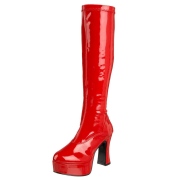 Rode plateaulaarzen lakleer 10 cm - jaren 70 boots hippie kinky disco - plateau laklaarzen