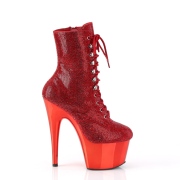 Rode strass steentjes 18 cm ADORE-1020CHRS plateau boots hoge hakken