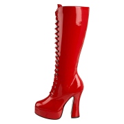 Rode veterlaarzen lakleer 13 cm - jaren 70 gogo hippie boots kinky disco - plateau laklaarzen