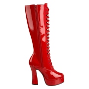 Rode veterlaarzen lakleer 13 cm - jaren 70 gogo hippie boots kinky disco - plateau laklaarzen