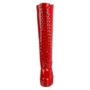 Rode veterlaarzen lakleer 13 cm - jaren 70 gogo hippie boots kinky disco - plateau laklaarzen