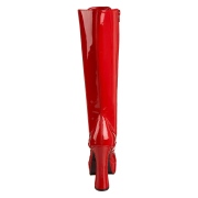 Rode veterlaarzen lakleer 13 cm - jaren 70 gogo hippie boots kinky disco - plateau laklaarzen