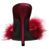 Rood 10 cm CLASSIQUE-01F dames slippers met maraboe veren