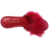 Rood 10 cm CLASSIQUE-01F dames slippers met maraboe veren