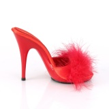 Rood 13 cm POISE-501F maraboe veren Mules Schoenen