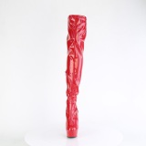 Rood 15 cm DELIGHT-3000HWR Hologram pole dance overknee laarzen met hak