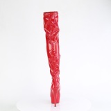 Rood 15 cm DELIGHT-3000HWR Hologram pole dance overknee laarzen met hak