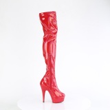 Rood 15 cm DELIGHT-3000HWR Hologram pole dance overknee laarzen met hak