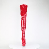 Rood 15 cm DELIGHT-4000 Vinyl plateau overknee laarzen crotch hoog