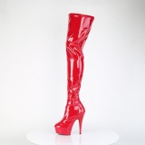 Rood 15 cm DELIGHT-4000 Vinyl plateau overknee laarzen crotch hoog