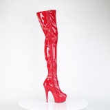 Rood 15 cm DELIGHT-4000 Vinyl plateau overknee laarzen crotch hoog