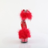 Rood 15 cm DELIGHT-624F pole dance hakken met veren