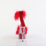 Rood 15 cm DELIGHT-624F pole dance hakken met veren