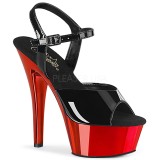 Rood 15 cm Pleaser KISS-209 Chroom Plateau Hoge Hakken