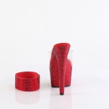Rood 18 cm 712RS pleaser sandalen hoge hakken met enkel manchet strass plateau