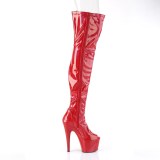 Rood 18 cm ADORE-3011HWR Hologram plateau overknee laarzen open teen