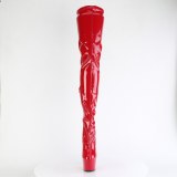 Rood 18 cm ADORE-4000 Vinyl plateau overknee laarzen crotch hoog