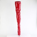 Rood 18 cm ADORE-4000 Vinyl plateau overknee laarzen crotch hoog