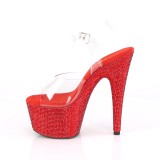 Rood 18 cm BEJEWELED-708DM plateau hakken met strass steentjes