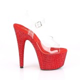 Rood 18 cm BEJEWELED-708DM plateau hakken met strass steentjes