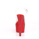 Rood 18 cm BEJEWELED-708DM plateau hakken met strass steentjes