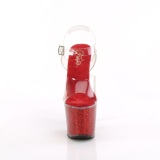 Rood 18 cm LOVESICK-708SG glitter plateau sandalen met hak