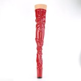 Rood 20 cm FLAMINGO-3000HWR Hologram pole dance overknee laarzen met hak