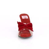 Rood 7,5 cm BELLE-301BOW Pinup mules schoenen met vlinderdas