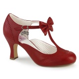 Rood 7,5 cm retro vintage FLAPPER-11 Pinup pumps met lage hak