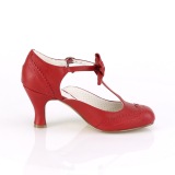 Rood 7,5 cm retro vintage FLAPPER-11 Pinup pumps met lage hak