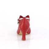 Rood 7,5 cm retro vintage FLAPPER-11 Pinup pumps met lage hak