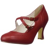 Rood 7,5 cm retro vintage FLAPPER-35 pinup pumps met hoge hakken