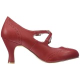 Rood 7,5 cm retro vintage FLAPPER-35 pinup pumps met hoge hakken