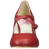 Rood 7,5 cm retro vintage FLAPPER-35 pinup pumps met hoge hakken