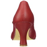 Rood 7,5 cm retro vintage FLAPPER-35 pinup pumps met hoge hakken