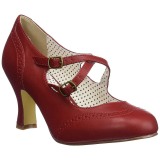 Rood 7,5 cm retro vintage FLAPPER-35 pinup pumps met hoge hakken