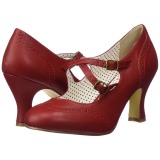 Rood 7,5 cm retro vintage FLAPPER-35 pinup pumps met hoge hakken