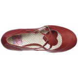 Rood 7,5 cm retro vintage FLAPPER-35 pinup pumps met hoge hakken