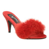 Rood 8 cm AMOUR-03 maraboe veren Mules Schoenen