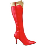 Rood 9,5 cm WONDER-130 Knie Hoge Dameslaarzen