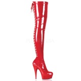 Rood Gelakt 15,5 cm DELIGHT-3063 Plateau Overknee Laarzen