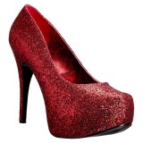 Rood Glitter 14,5 cm Burlesque TEEZE-06GW mannen pumps voor brede voeten