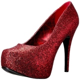 Rood Glitter 14,5 cm Burlesque TEEZE-06GW mannen pumps voor brede voeten