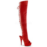 Rood Kunstleer 15 cm DELIGHT-3019 overknee laarzen met plateauzool