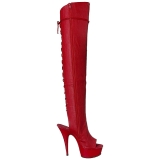 Rood Kunstleer 15 cm DELIGHT-3019 overknee laarzen met plateauzool