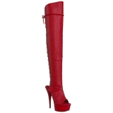 Rood Kunstleer 15 cm DELIGHT-3019 overknee laarzen met plateauzool