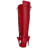 Rood Kunstleer 15 cm DELIGHT-3019 overknee laarzen met plateauzool